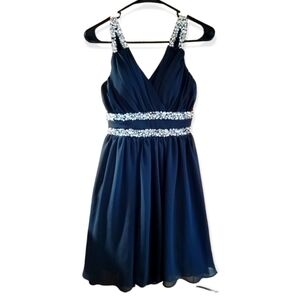 CITY Studio Black Tulle Embellished Empire Waist Dress Y2K